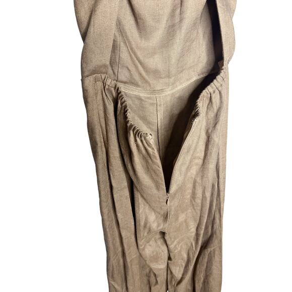 Reformation Autumn Linen Jumpsuit Size 0 Mushroom Brown Wide Leg One Piece - Picture 8 of 11